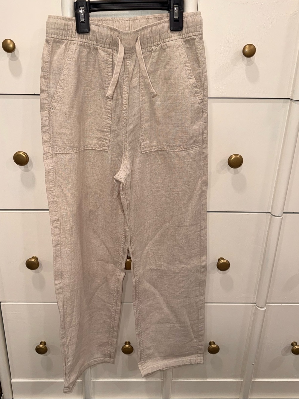 H&M Kids Beige Drawstring Linen Pants Sz 10